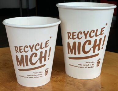 Recyclable coffee cups for hot drinks